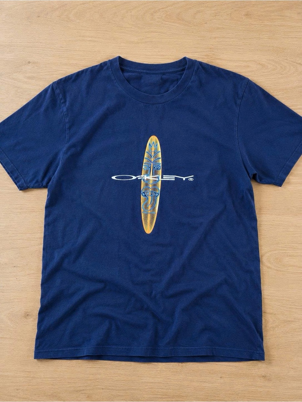 Gildan Navy Short-Sleeve Tee with Yellow Surfboard Graphic
